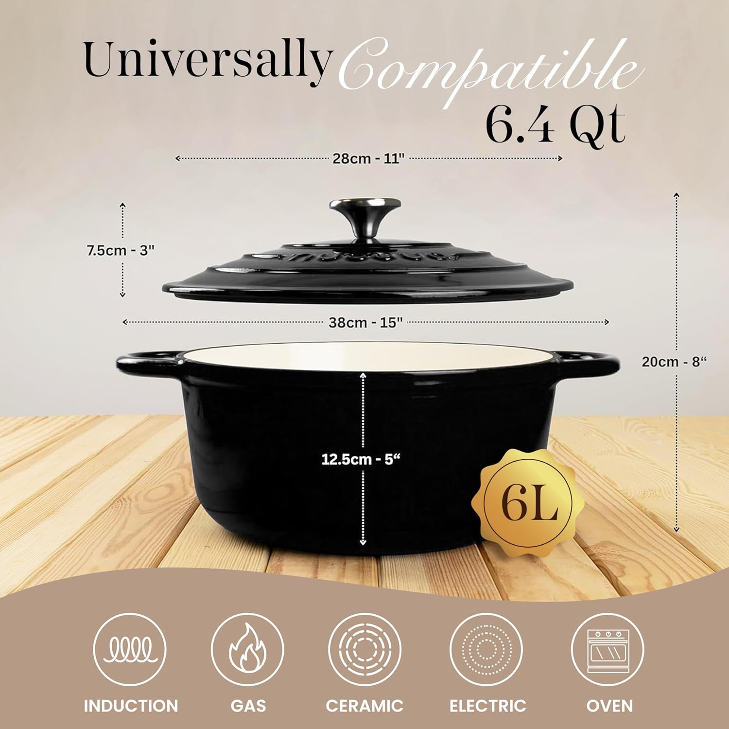 Detalle de Nuovva Enamelled Dutch Oven 6.4 Quart