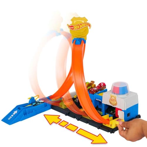 Detalle de Hot Wheels City Super Stazione di Polizia Playset con Auto 1:64 – Piste Modulari e Avventure velocistiche