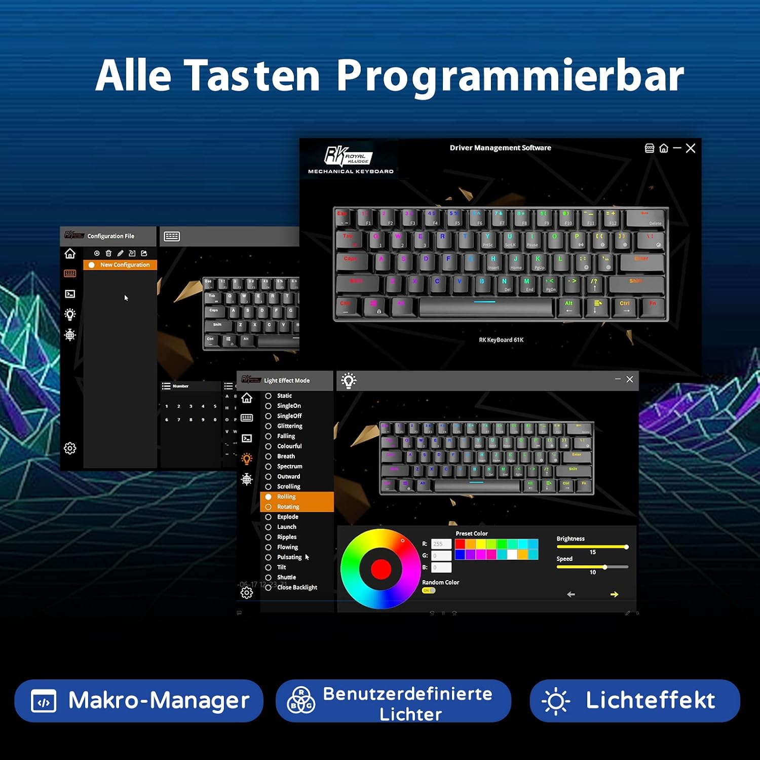 Thumbnail 4 de RK61 Mechanische 60% Gaming-Tastatur, Hot-Swap