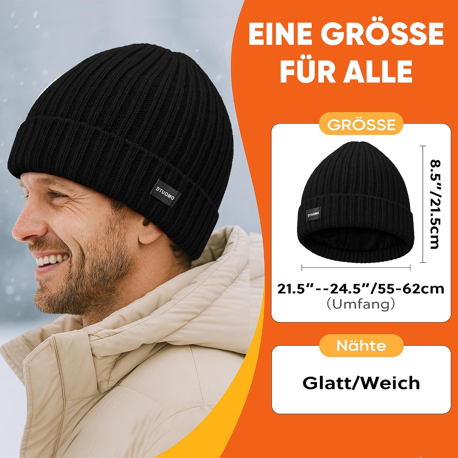 Detalle de DTUOMO Merinowolle Mütze Unisex Beanie 256 GB?