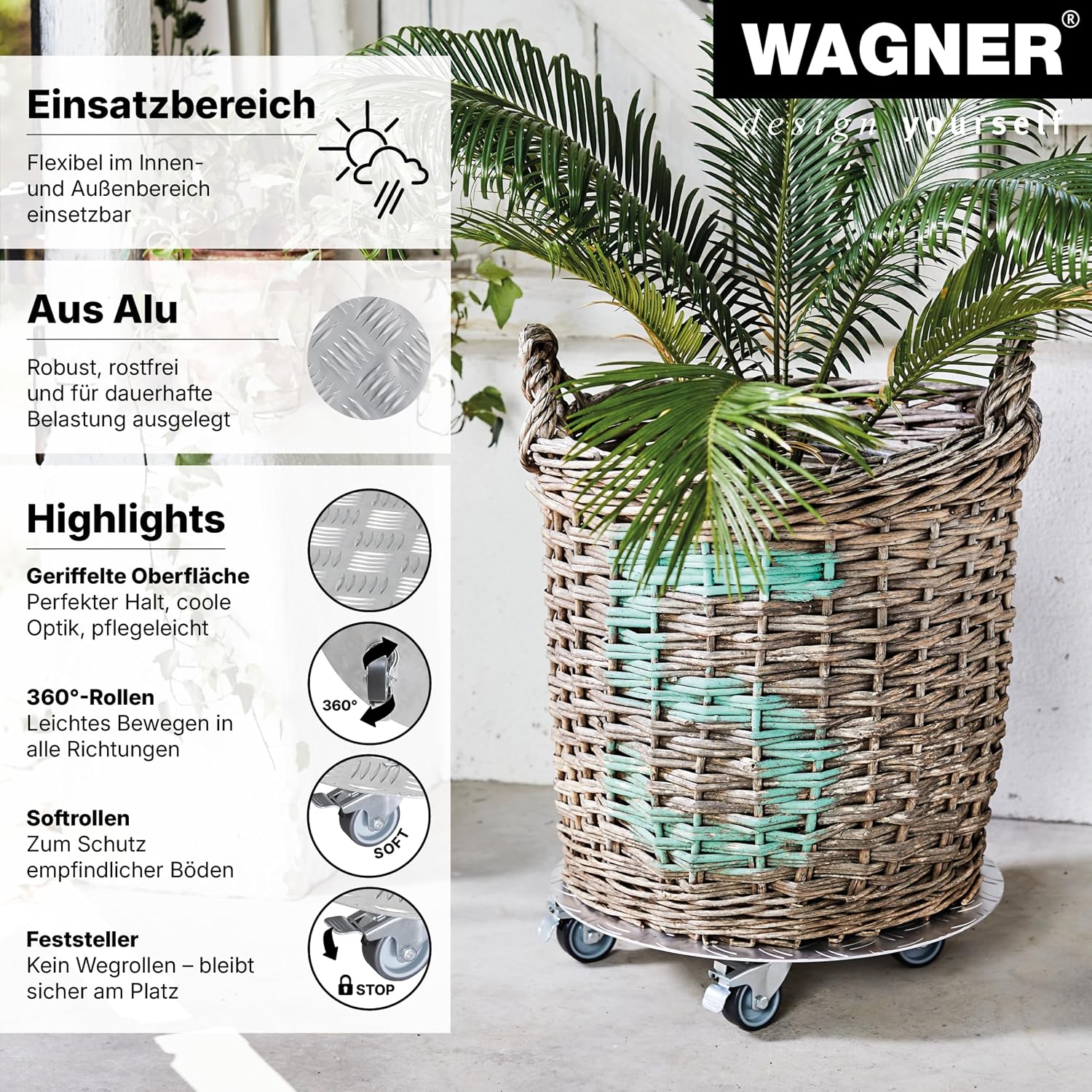 Detalle de WAGNER Argenté chariot plantes 38 cm
