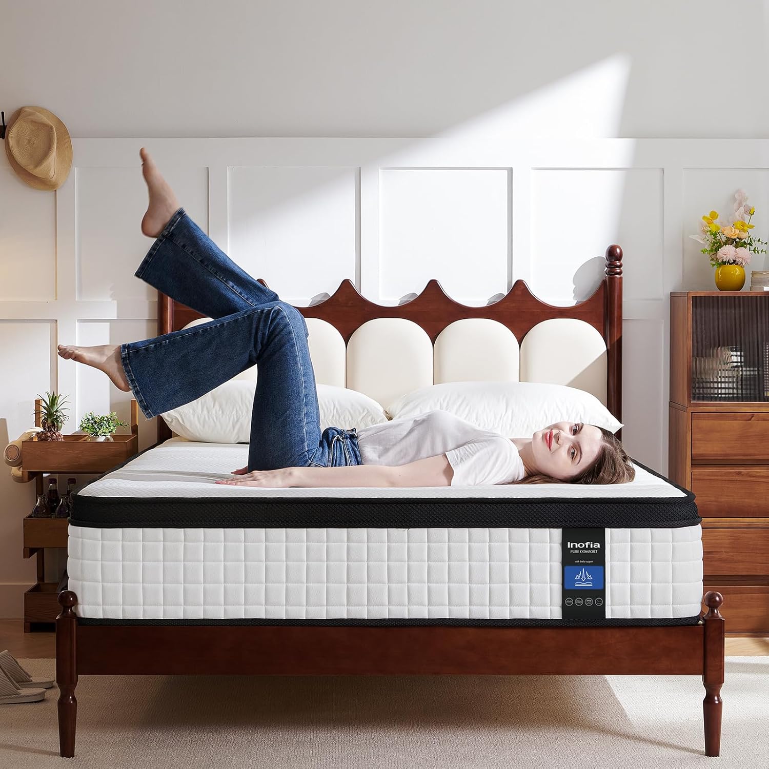 Thumbnail 1 de Inofia Small Double 12 Inch Hybrid Mattress (135×190×30cm) with Aeroshield Memory Foam and Pocket Springs