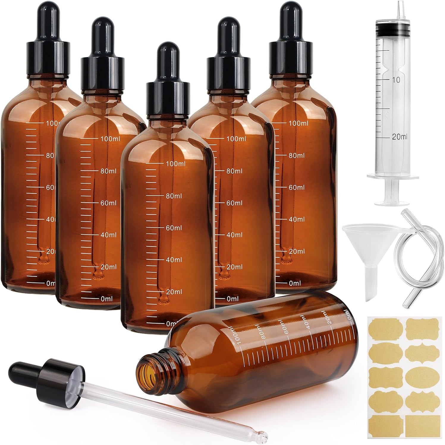 Thumbnail 6 de Nadisean 6Pcs Amber Glass Dropper Bottles 50ml – Precise,UV‑protected Refillable Set