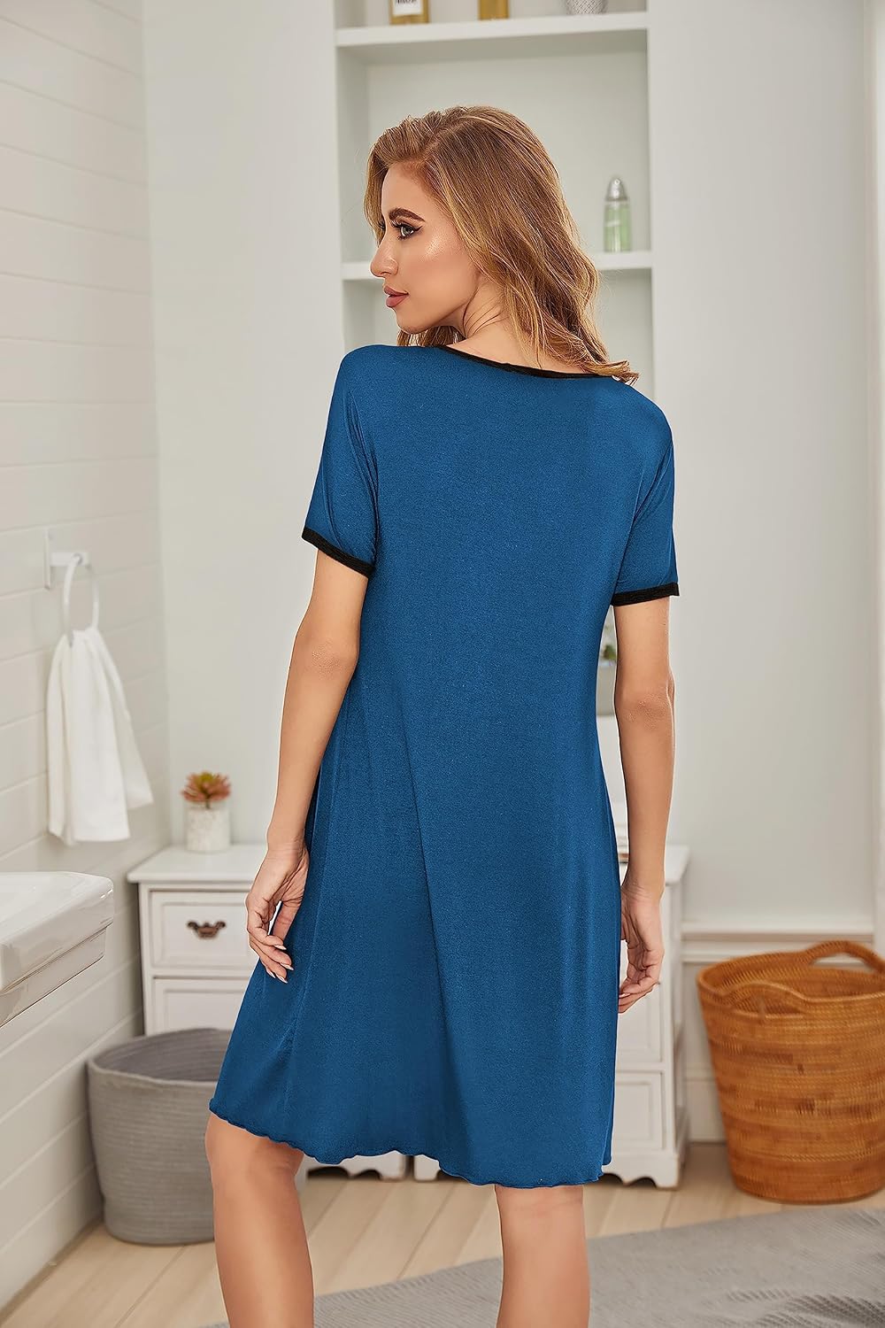 Detalle 2 de Ekouaer Camicia da Notte Estiva Taglie Forti S-3XL