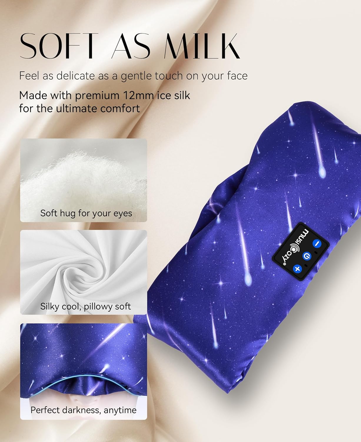 Thumbnail 2 de Musicozy Sleep Mask Headphones with Silk Eye Mask and Bluetooth Audio