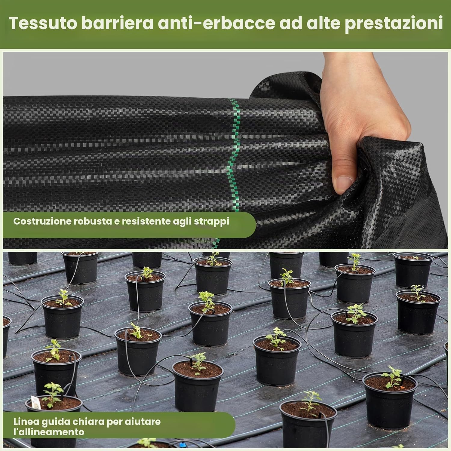Detalle de Velway Telo Pacciamatura 1x10M - 100g/m², Telo Anti Erbacce PP Durevole e Permeabile