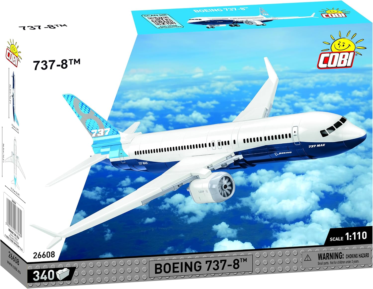 Detalle de COBI Boeing 737-8 COBI-26608 Building Block Model, 340 Pieces, 1:110 Scale