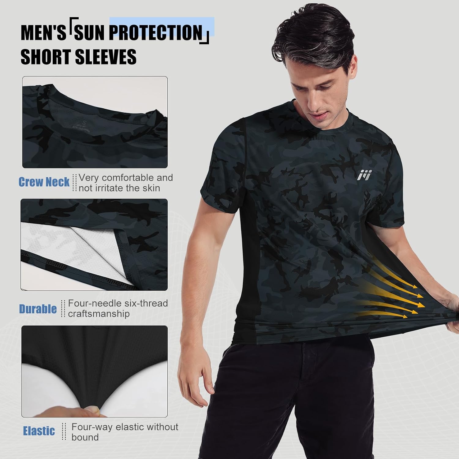 Detalle 2 de MEETWEE Rash Guards Uomo a Manica Corta: Maglietta sportiva UPF 50+ per nuoto, corsa e attività all’aperto