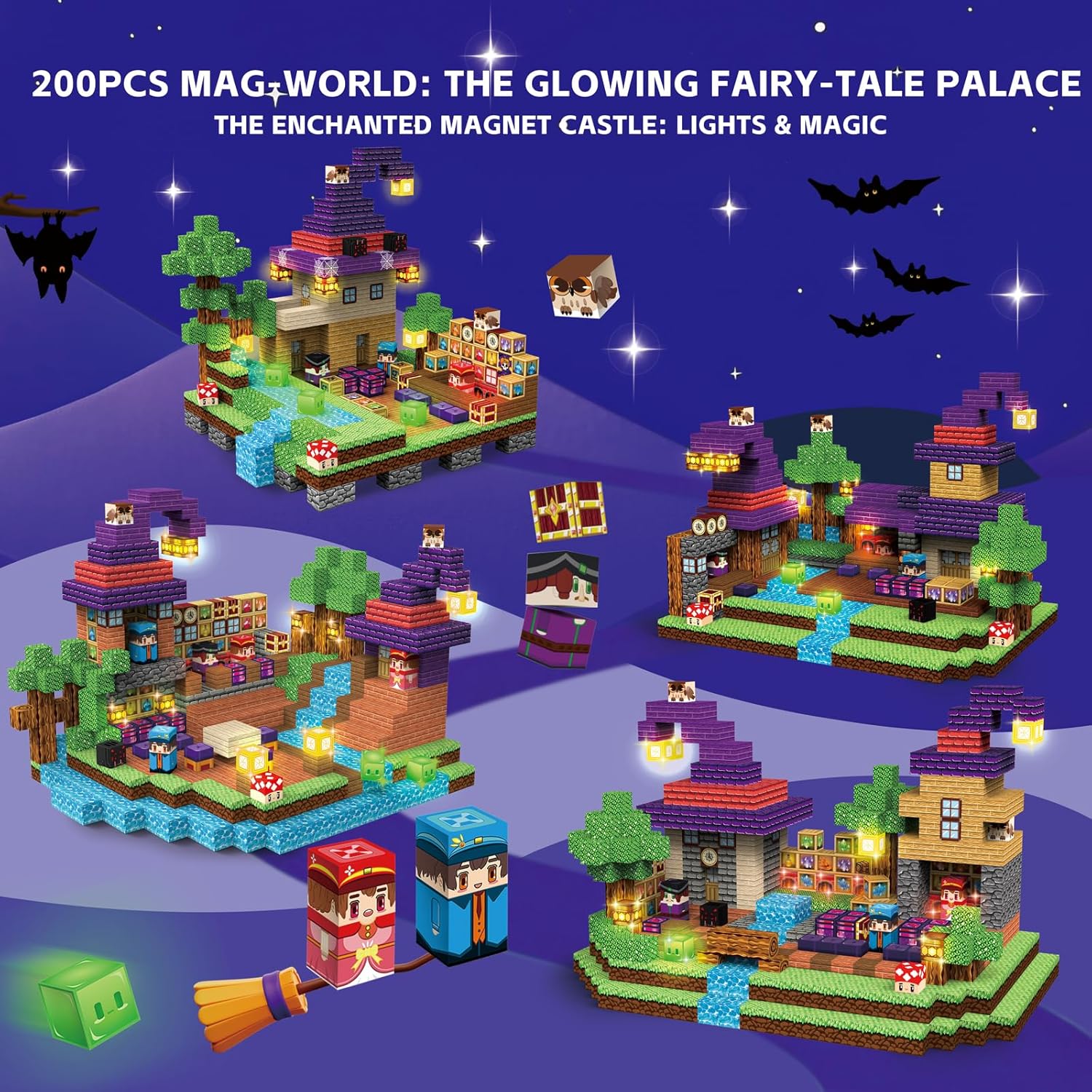 Thumbnail 3 de Gryxpox 200 Pièces Construction Magnétique Rose – Château de Princesse, Jeu Éducatif