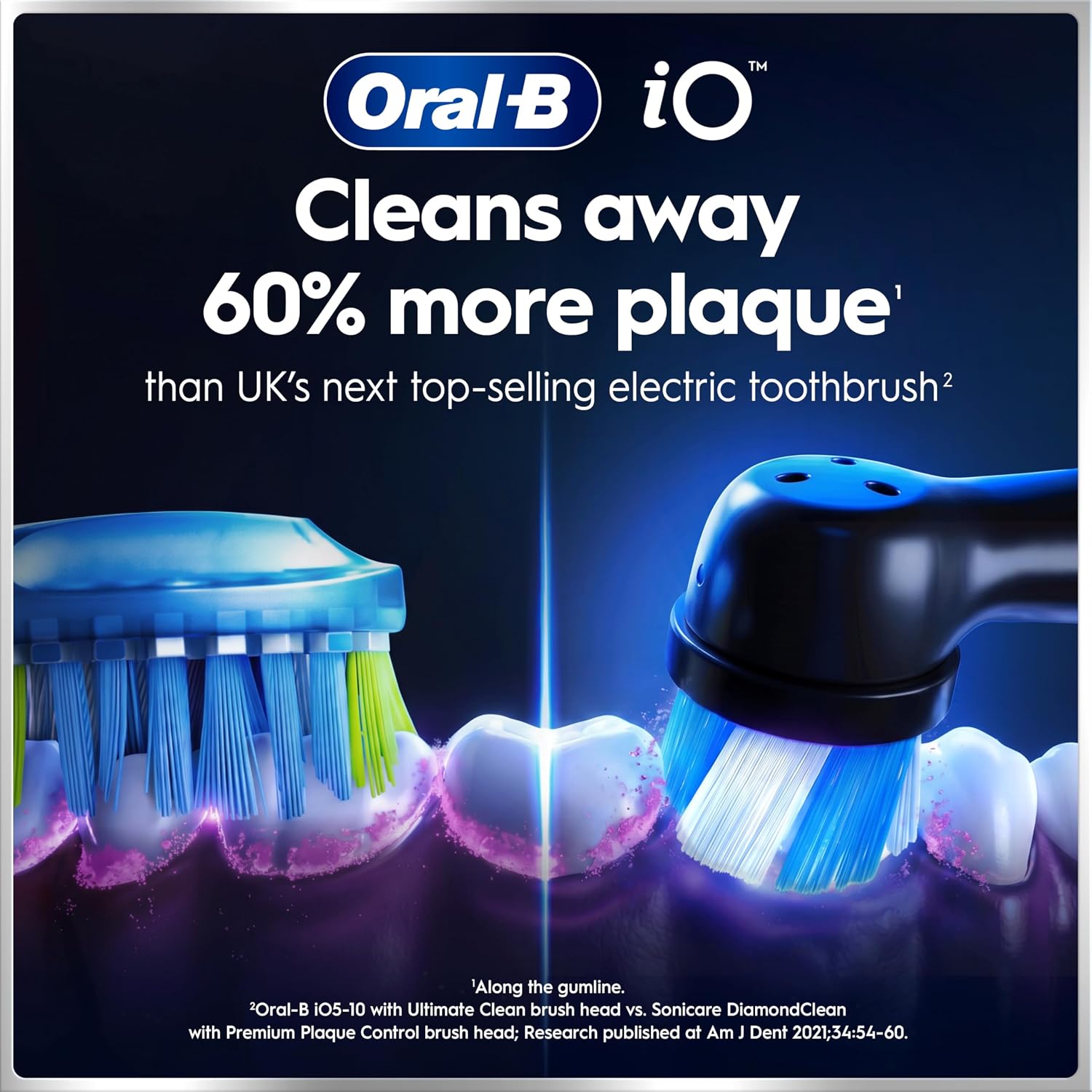 Detalle de Oral-B iO2 Night Black electric toothbrush with 1 brush head and travel case (Designed by Braun)