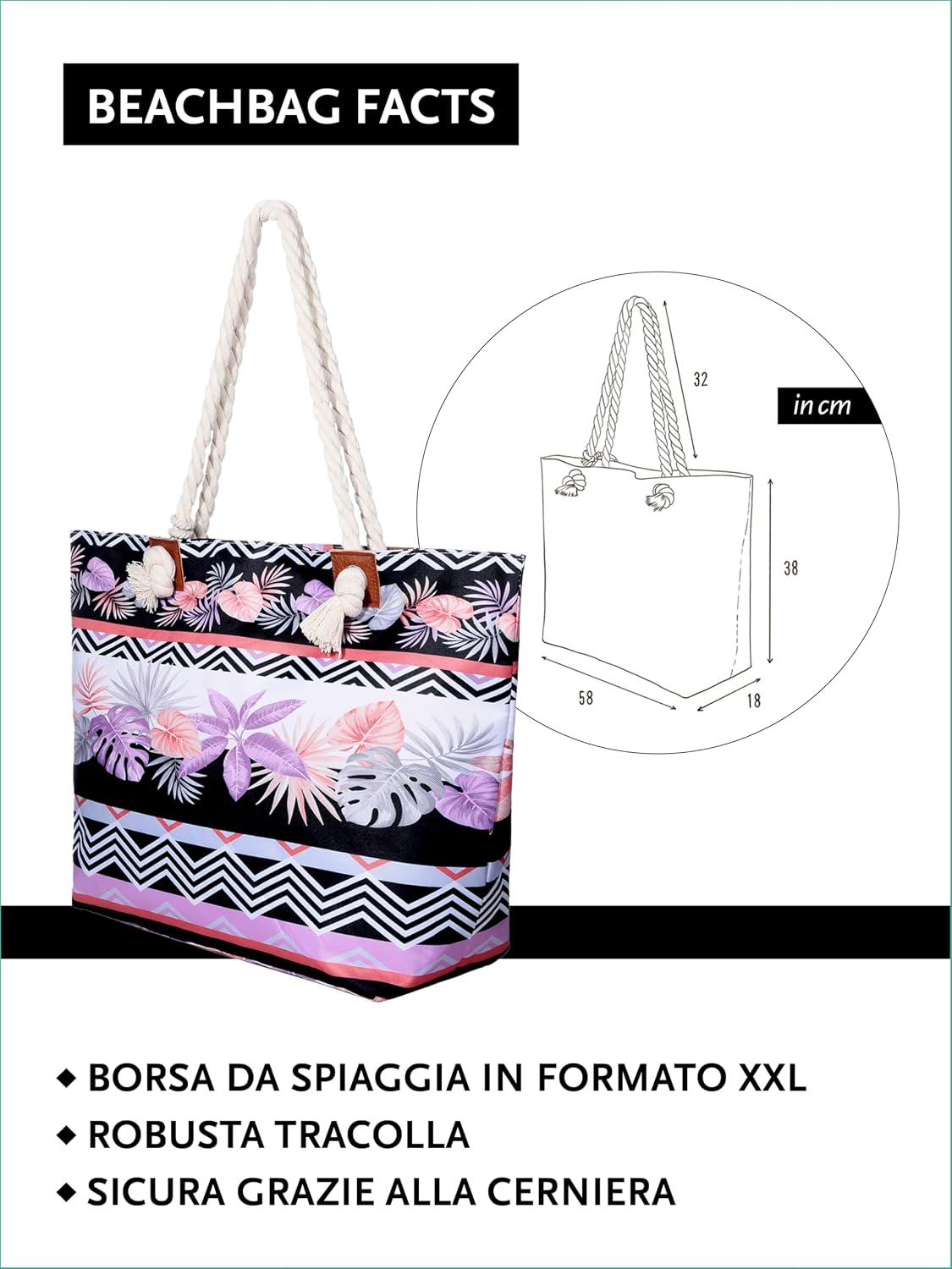 Detalle 2 de DonDon Grande shopper da spiaggia idrorepellente