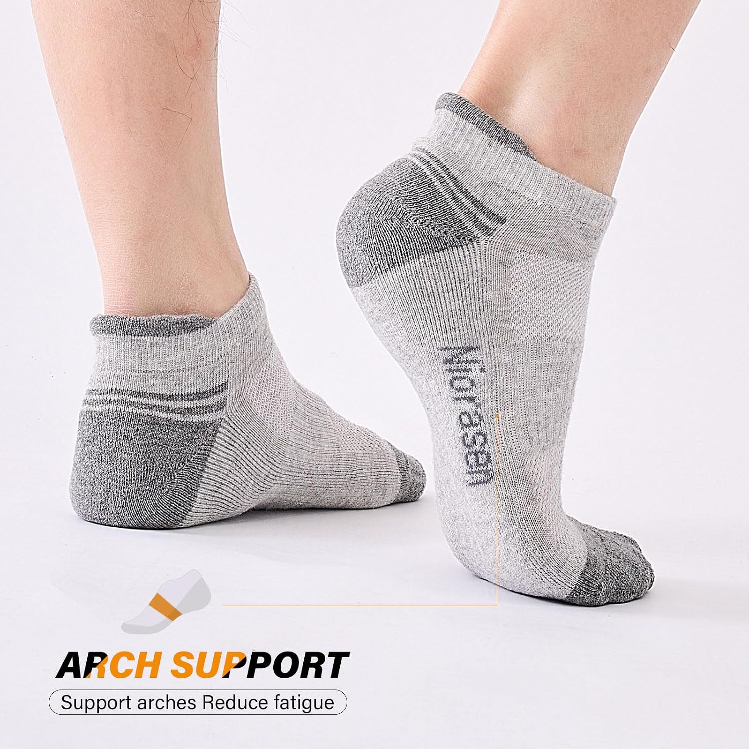 Detalle de Niorasen 10 Pairs Cushioned Trainer Socks – Breathable, Anti-Blister, Unisex Cotton Sports Socks