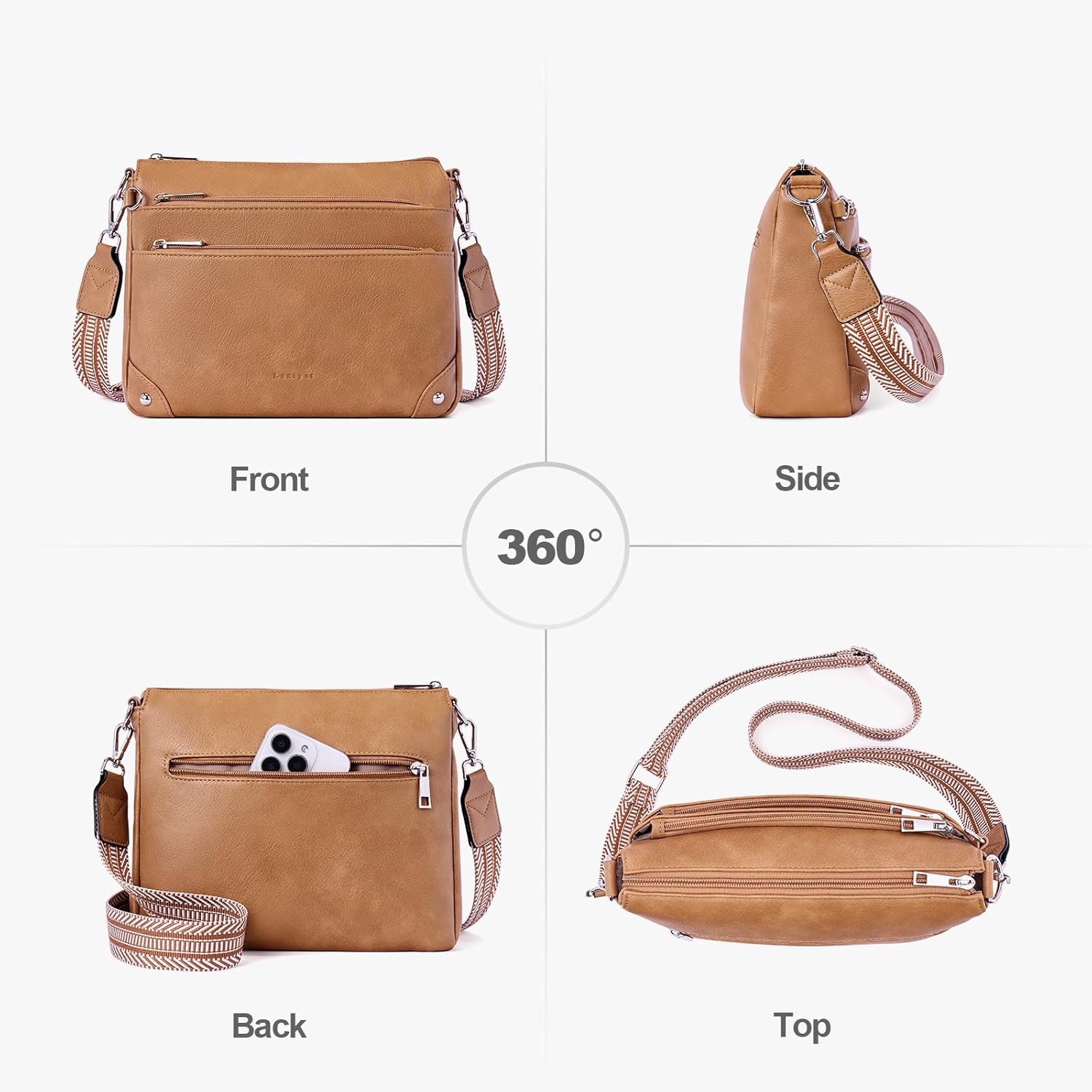 Thumbnail 3 de Lexiyat Cross Body Bag Women: RFID Travel Leather Crossbody with Adjustable Strap