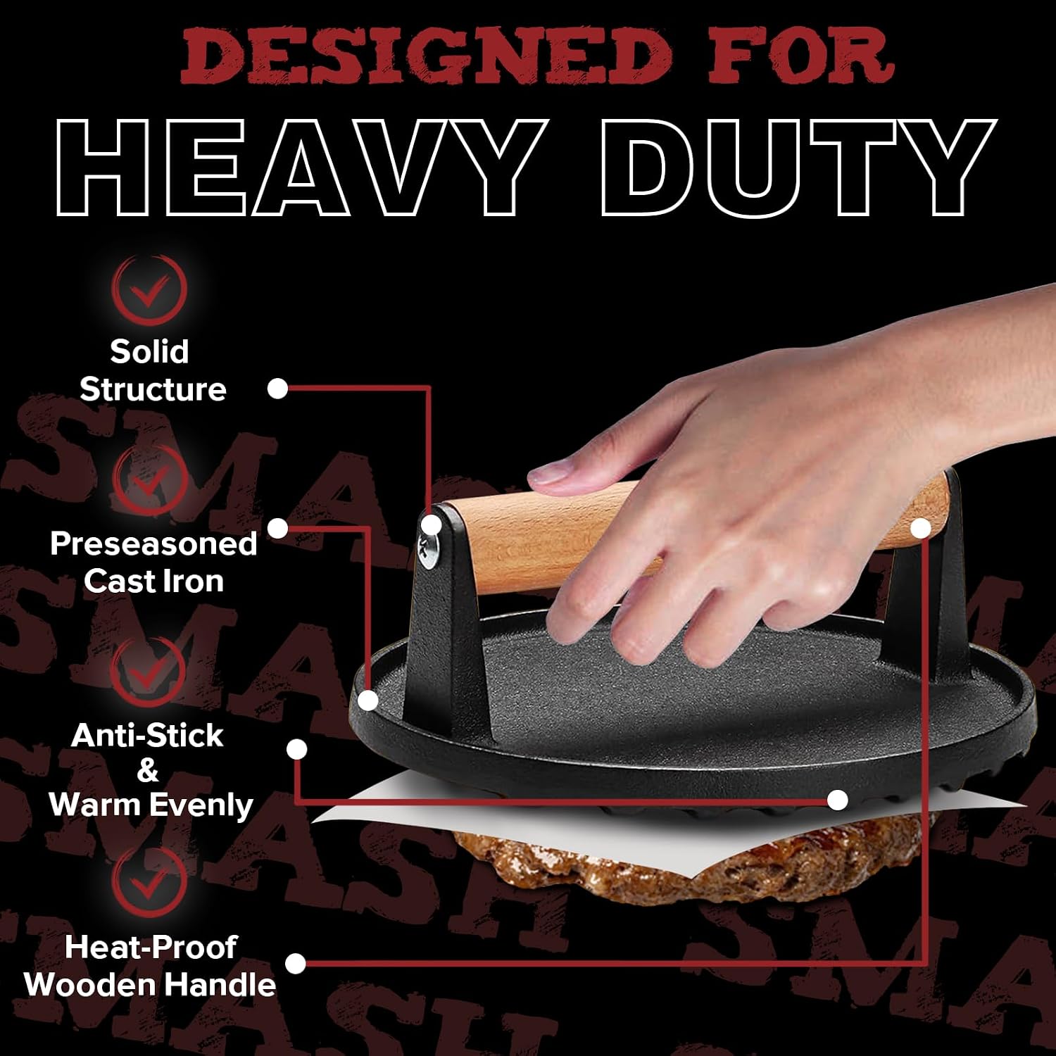 Detalle de Grilliance G2005-1 Smash Burger Press Kit, Cast-Iron Round and Rectangle Presses