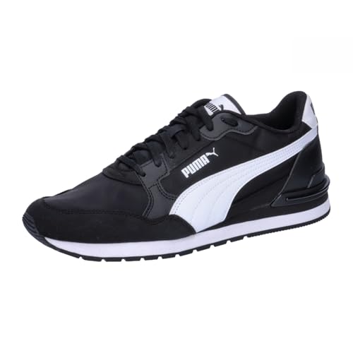 Detalle de PUMA ST Runner V4 NL Sneaker Unisex (41 EU) en Negro y Blanco con superposiciones de gamuza