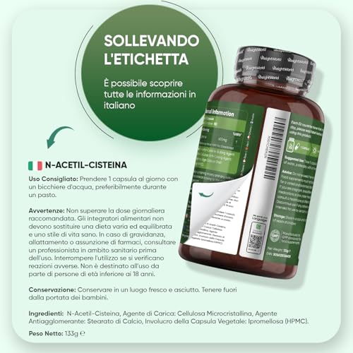 Thumbnail 6 de WeightWorld NAC N-Acetil-Cisteina Vegana 600 mg – Fornitura di 180 capsule, 6 mesi