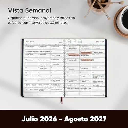 Detalle 2 de Agenda 2026-2027 Smart Panda: Planificador A5 con Vista Semanal y intervalos de 30 minutos