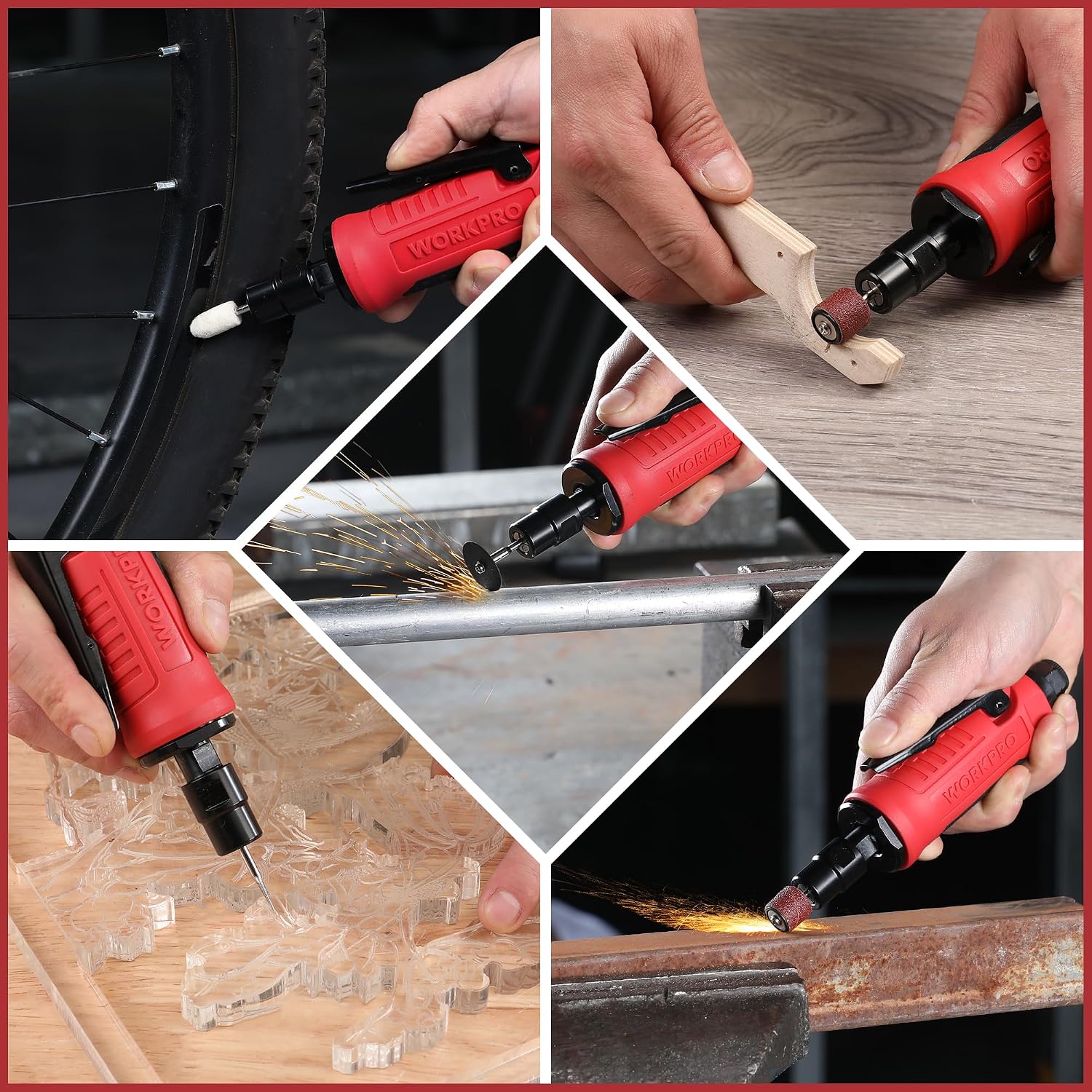 Thumbnail 6 de WORKPRO Outil rotatif pneumatique 1/4" (6,3 mm) – meuleuse droite à air comprimé 25000 tr/min