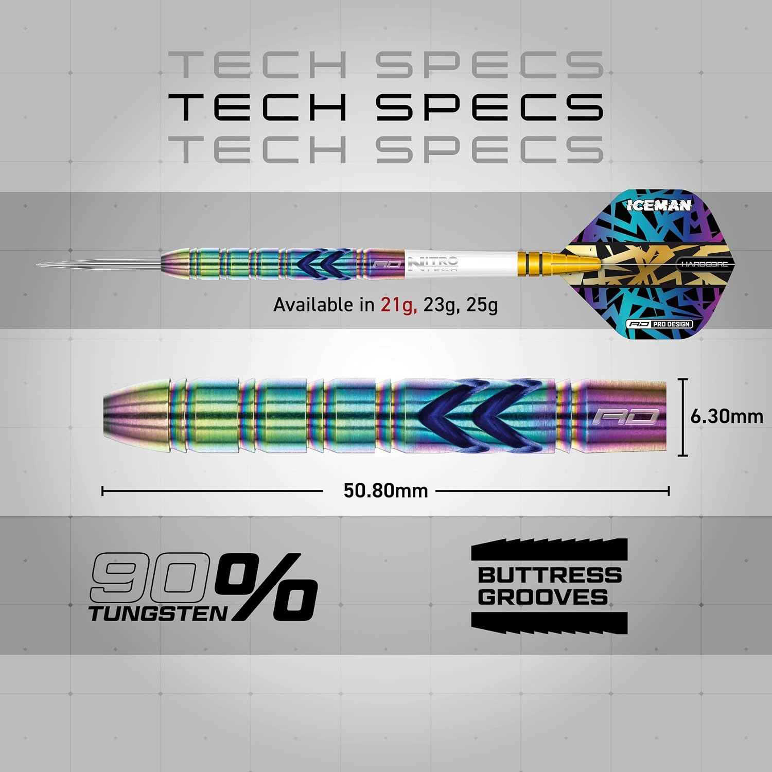 Thumbnail 3 de RED DRAGON Gerwyn Price Iceman Ionic 21g Darts Set – 90% Tungsten