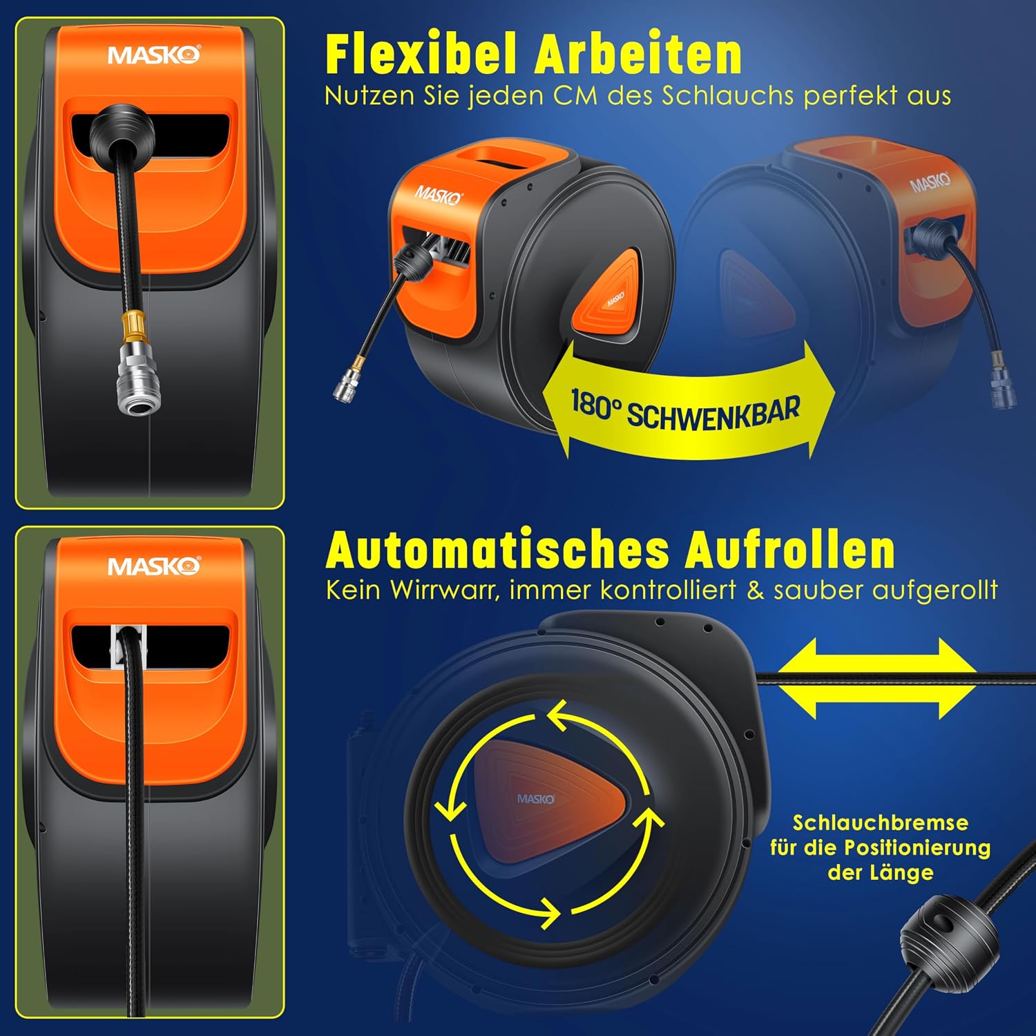 Thumbnail 2 de MASKO Automatik Druckluftschlauch Aufroller 30m