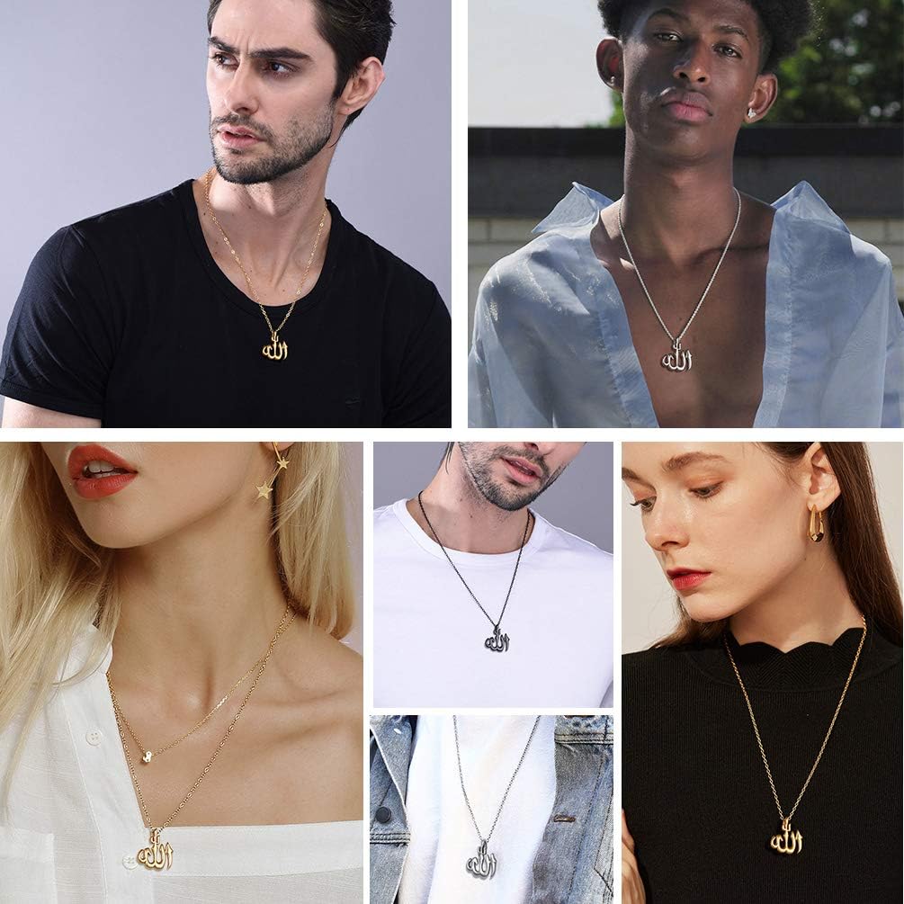 Thumbnail 1 de Collier PROSTEEL personnalisable avec pendentif Allah en acier inoxydable plaqué or