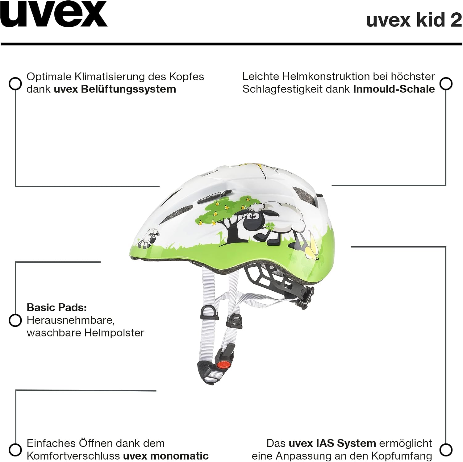 Thumbnail 6 de uvex Kid 2 – Leichter Kinder-Fahrradhelm mit IAS-Verstellung, waschbarer Innenausstattung und sicherem Tragekomfort