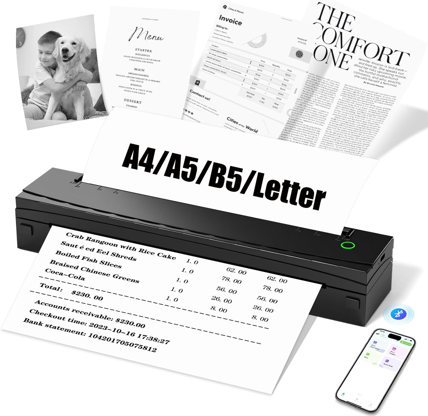Detalle de NDYIN D80 Portable Thermal Printer 8.5"