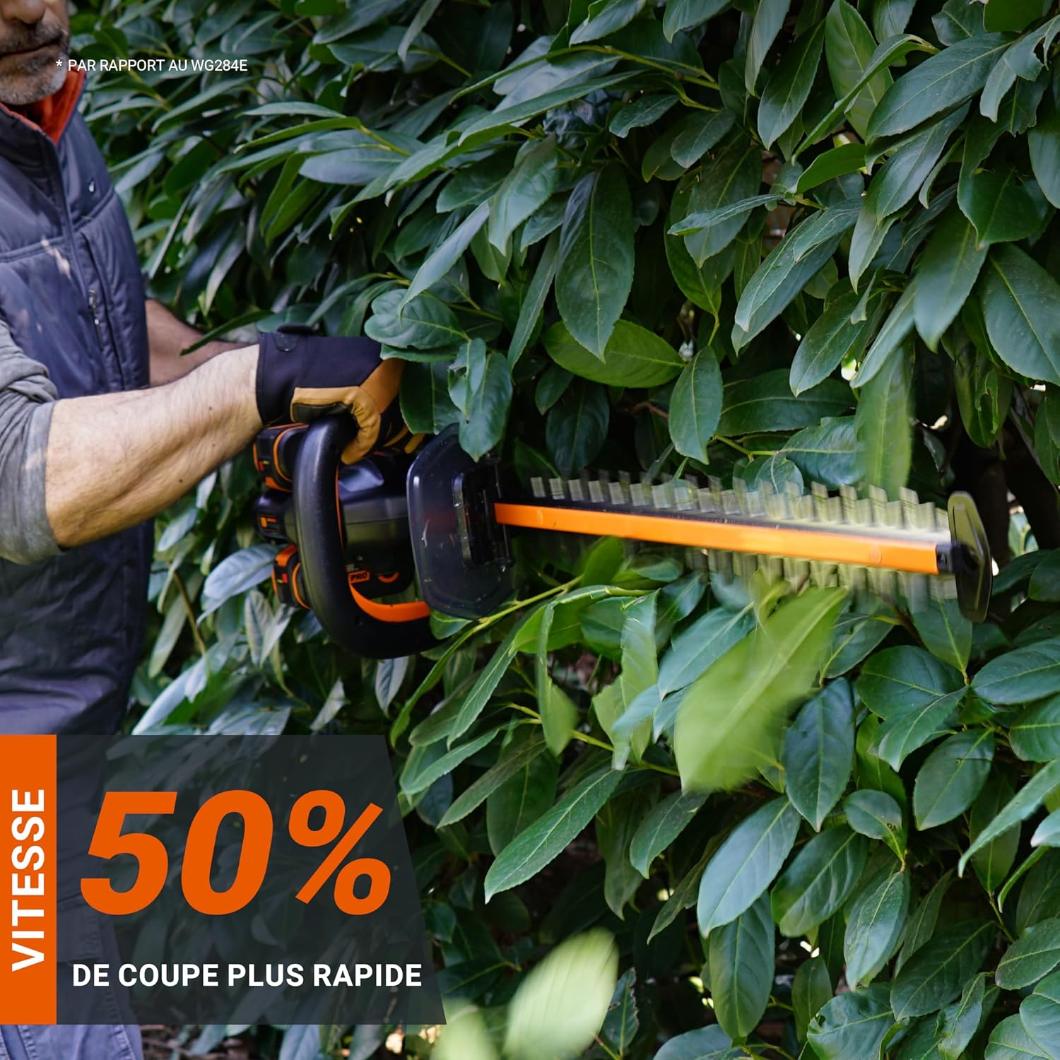 Thumbnail 3 de WORX WG286E.9 Taille-Haies sans Fil 40V — Lame Double Action Laser, 61 cm, 27 mm d’écartement, brushless