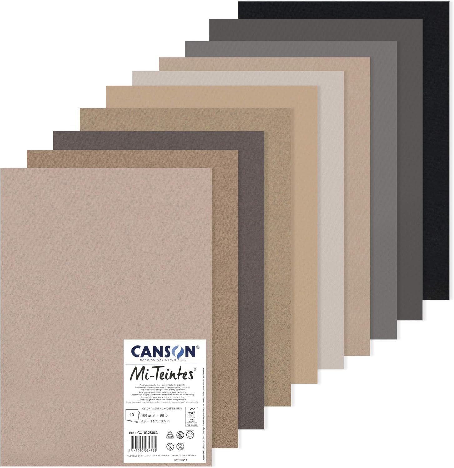 Thumbnail 6 de Canson Carta Mi-Teintes (Nido-api) – Confezione da 10 fogli A3, 160 g/m², multicolore