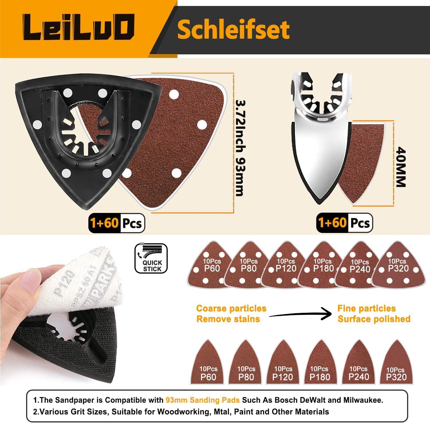 Detalle 2 de LEILUO 158 Pcs Multitool Blade Kit for Oscillating Tools