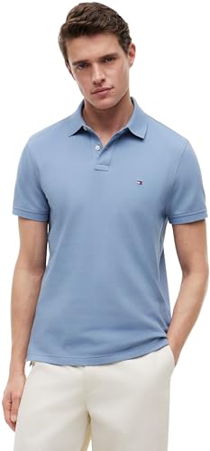 Detalle de Tommy Hilfiger Polo de manga corta para hombre 1985 Regular Fit en Brisk Blue, talla XL