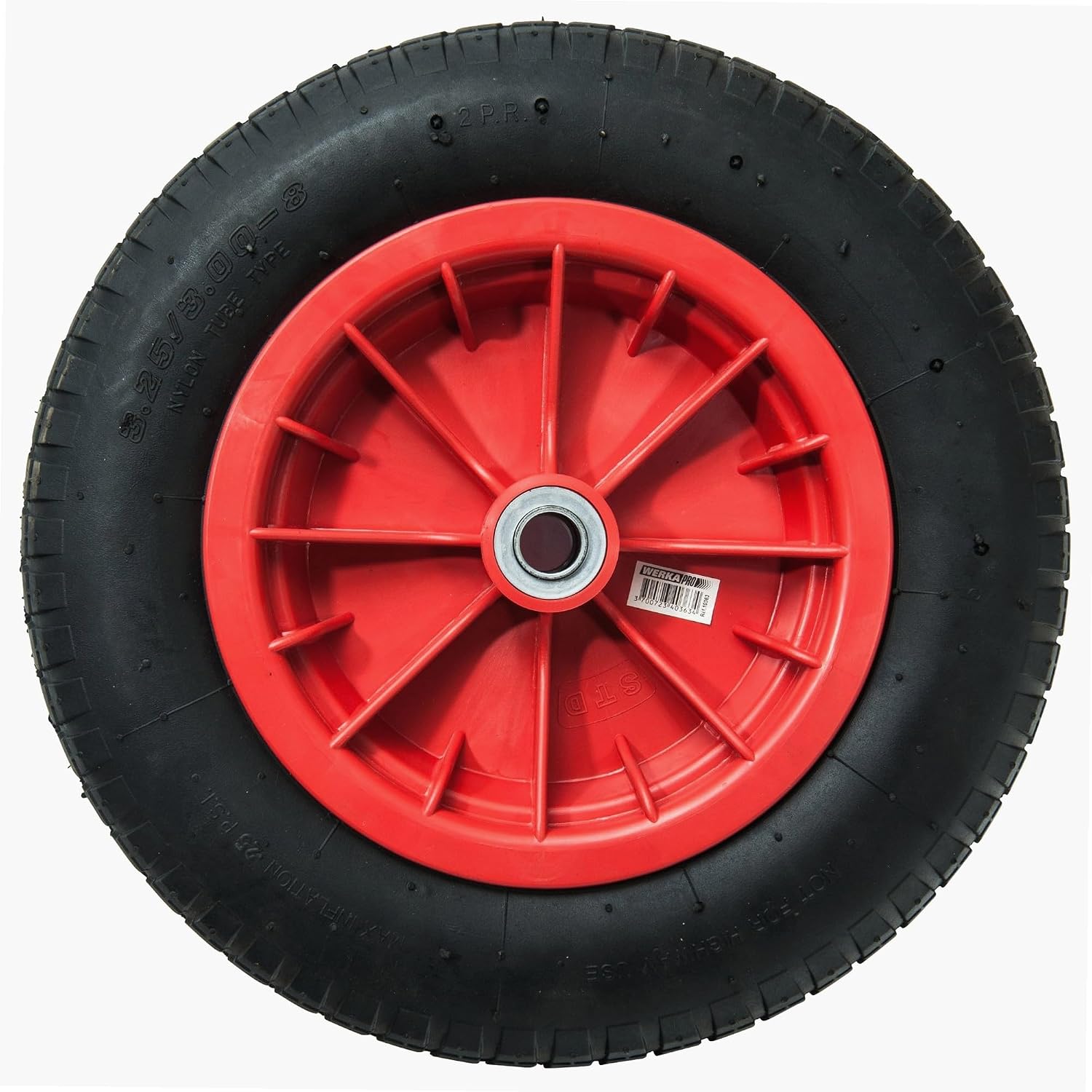 Detalle 2 de WERKA PRO Roue Gonflable Axe Déporté – Ø260 x 85 mm, Alésage 16 mm, Jante Métal Galvanisé