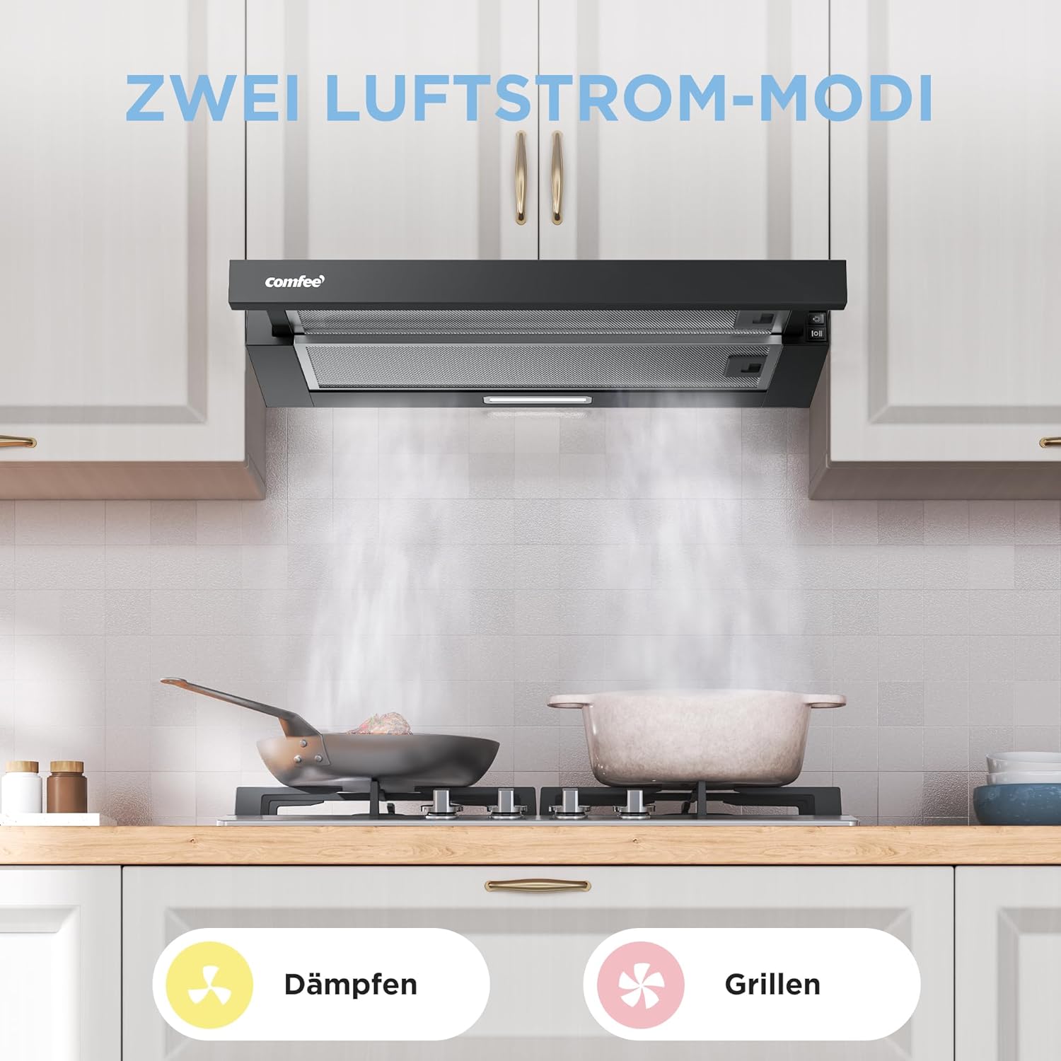 Thumbnail 5 de COMFEE' CHL03M21B Flachschirmhaube für 60 cm Unterbau mit Umluft, 400 m³/h