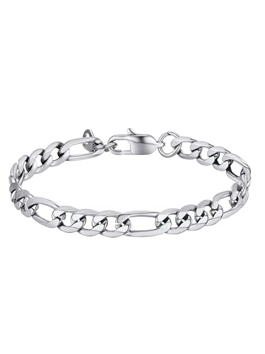 Imagen de PROSTEEL Gourmette Homme 19 cm – Bracelet Figaro en Acier Inoxydable 6 mm en OfertitasTOP