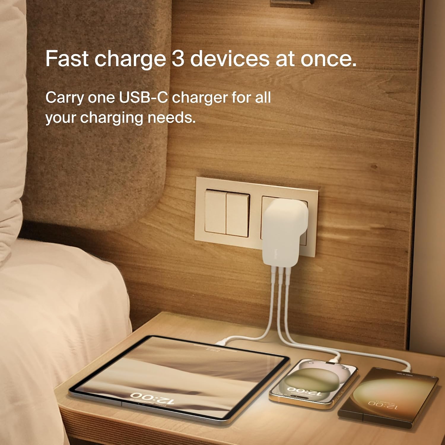 Detalle 2 de Belkin BoostCharge 3‑Port USB‑C 67W Wall Charger