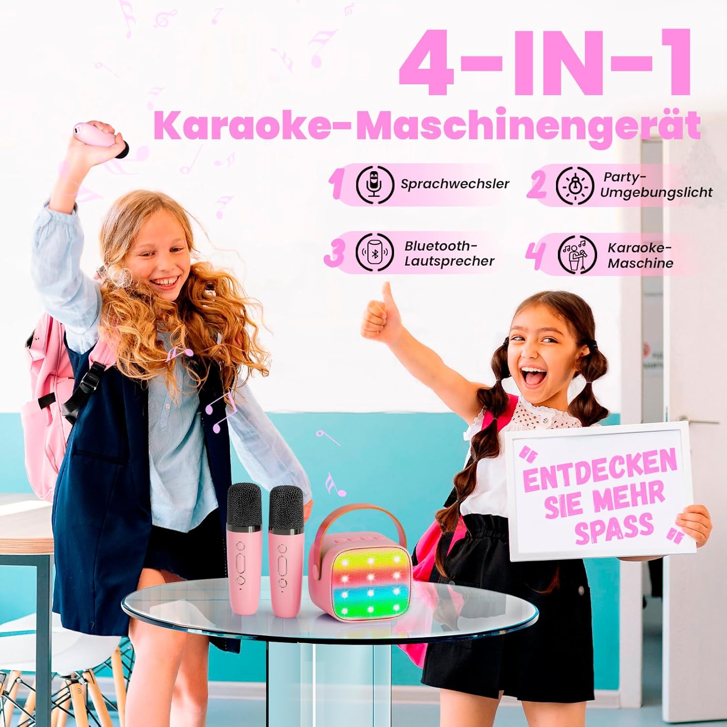 Thumbnail 1 de Premiumversion Mini Karaoke Maschine mit 2 Mikrofonen 🎤