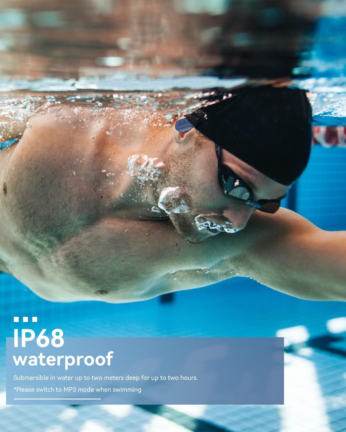Detalle 2 de SANOTO Swimming Headphones: In-Ear Bluetooth 5.4 with 8GB MP3, IPX8 Waterproof for Underwater Use