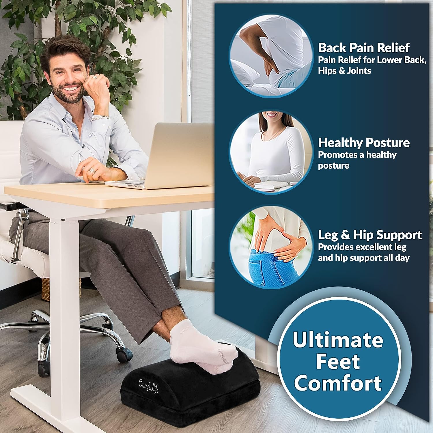 Detalle 2 de ComfiLife Under-Desk Footrest in Memory Foam