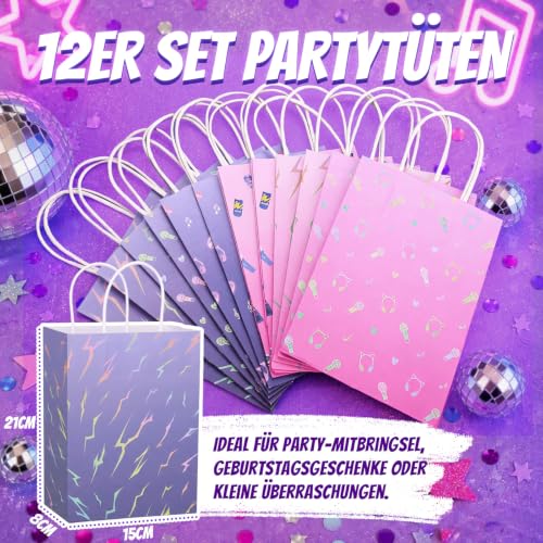 Detalle de GWHOLE Geschenktüten Kindergeburtstag – 12 Stück Lila & Rosa mit Henkel