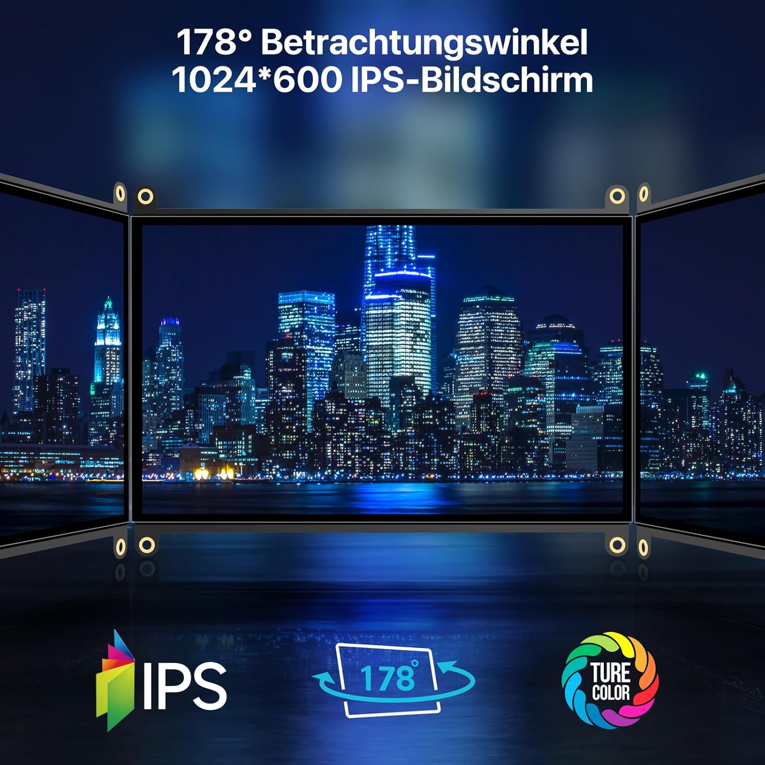 Thumbnail 3 de ROADOM 7" Raspberry-Pi Touch-Display (IPS, 1024×600) mit HDMI und Dual-Lautsprechern