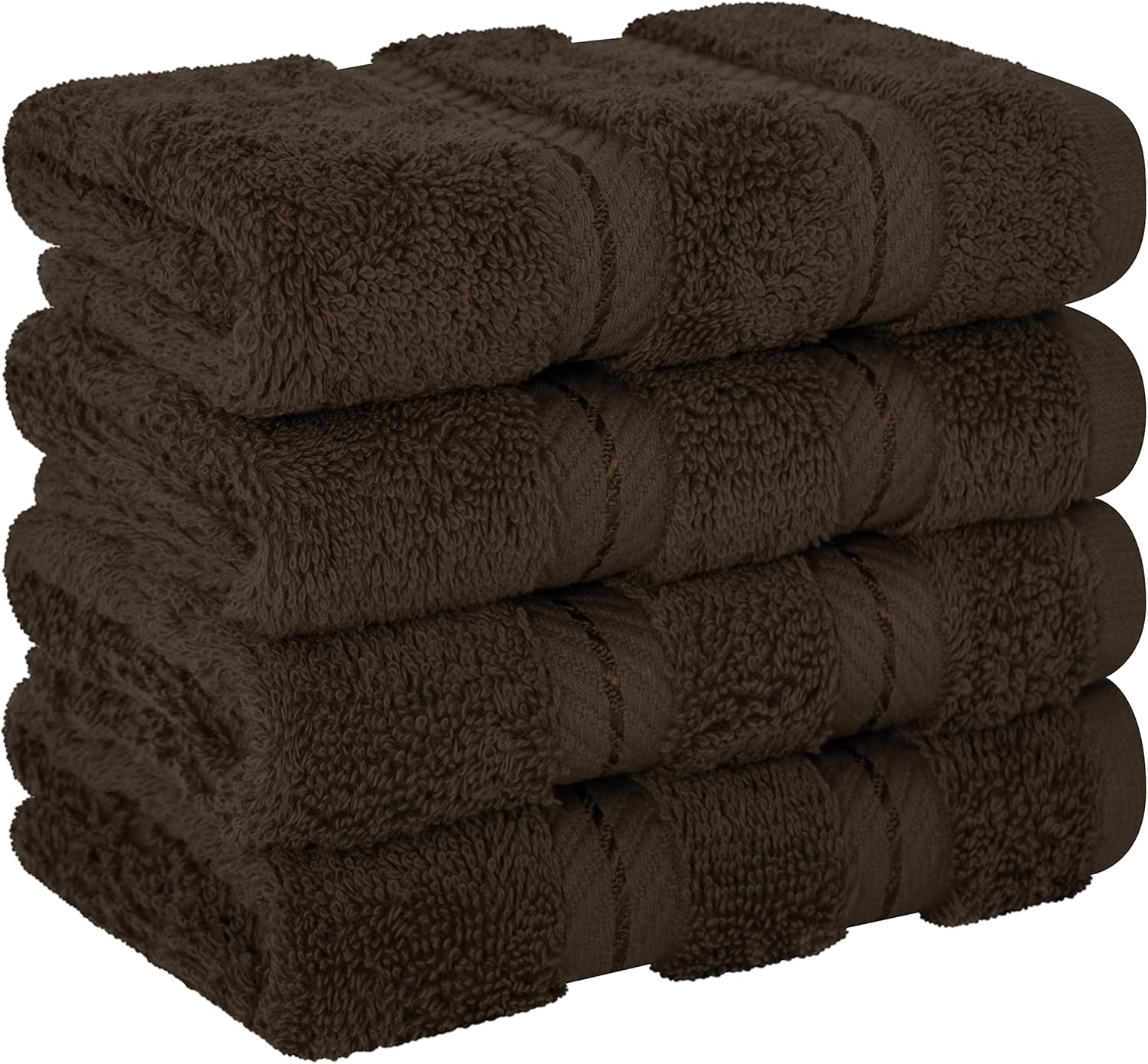 Thumbnail 5 de American Soft Linen Luxury Bath Towels 600 GSM 100% Turkish Cotton, 4-Pack Washcloths (13x13 inches) in Brown