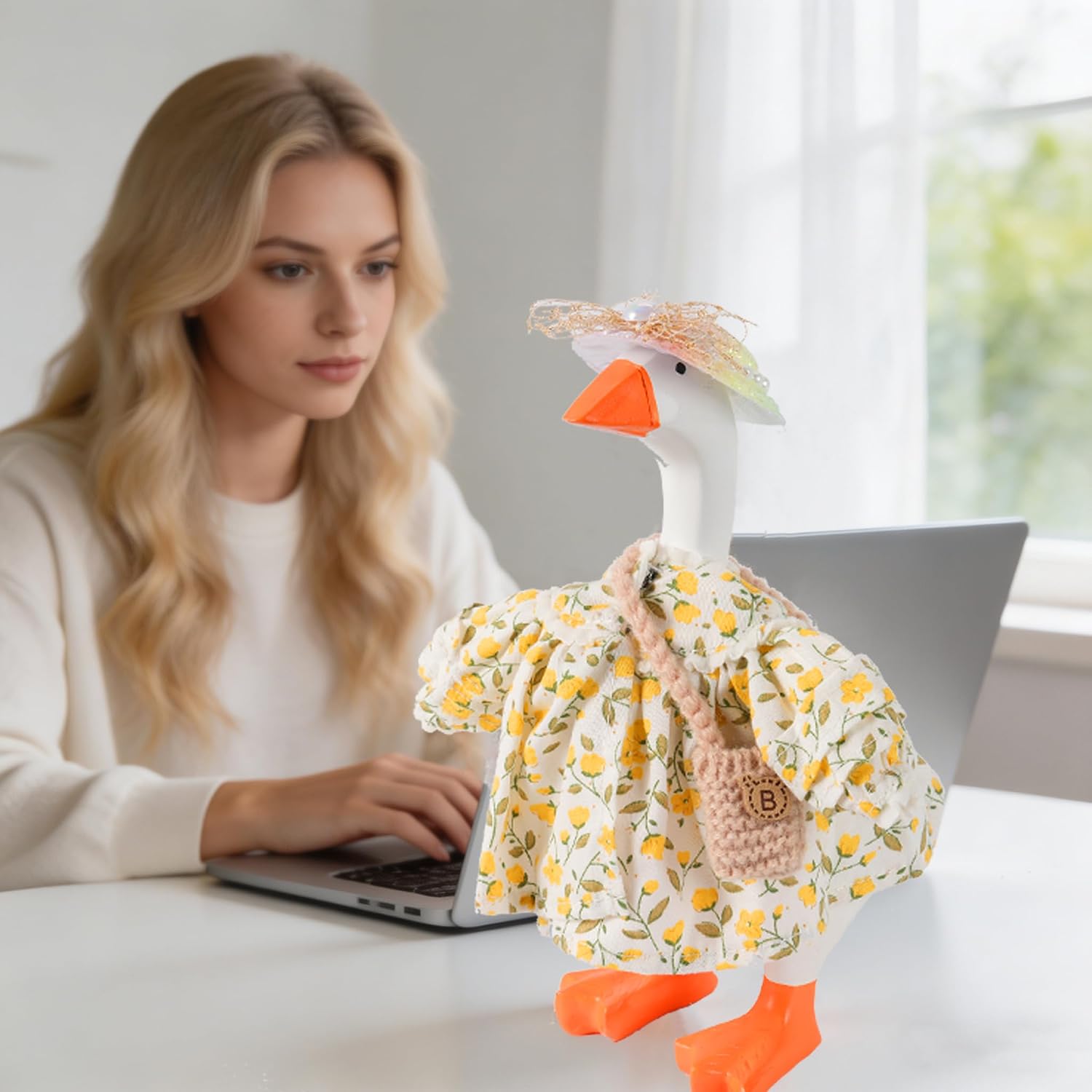 Detalle de 7inch Desk Goose Outfits: Rustic 3-Piece Dress Gift Set for Magnetic Desk Geese