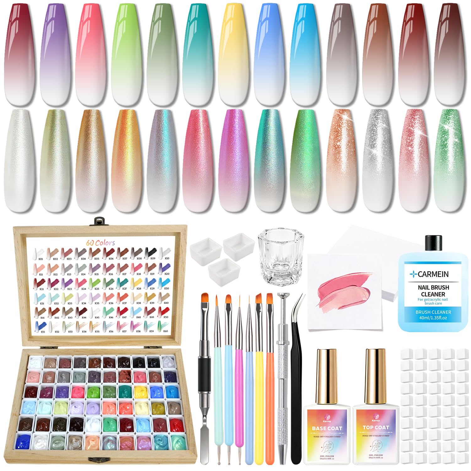 Thumbnail 6 de Ombre Gel Polish Palette, 24 Colors, Sponge Patting Nail Art Kit