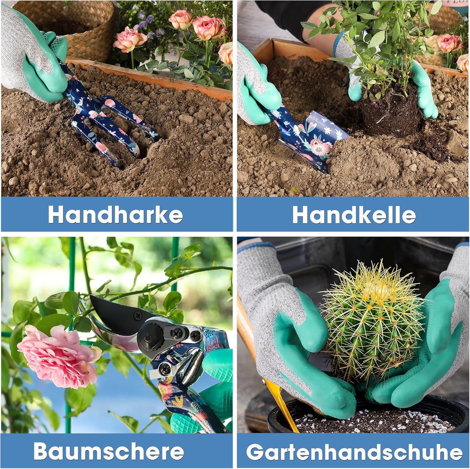 Detalle 1 de WORKPRO Gartenwerkzeug Set 4-tlg. blau