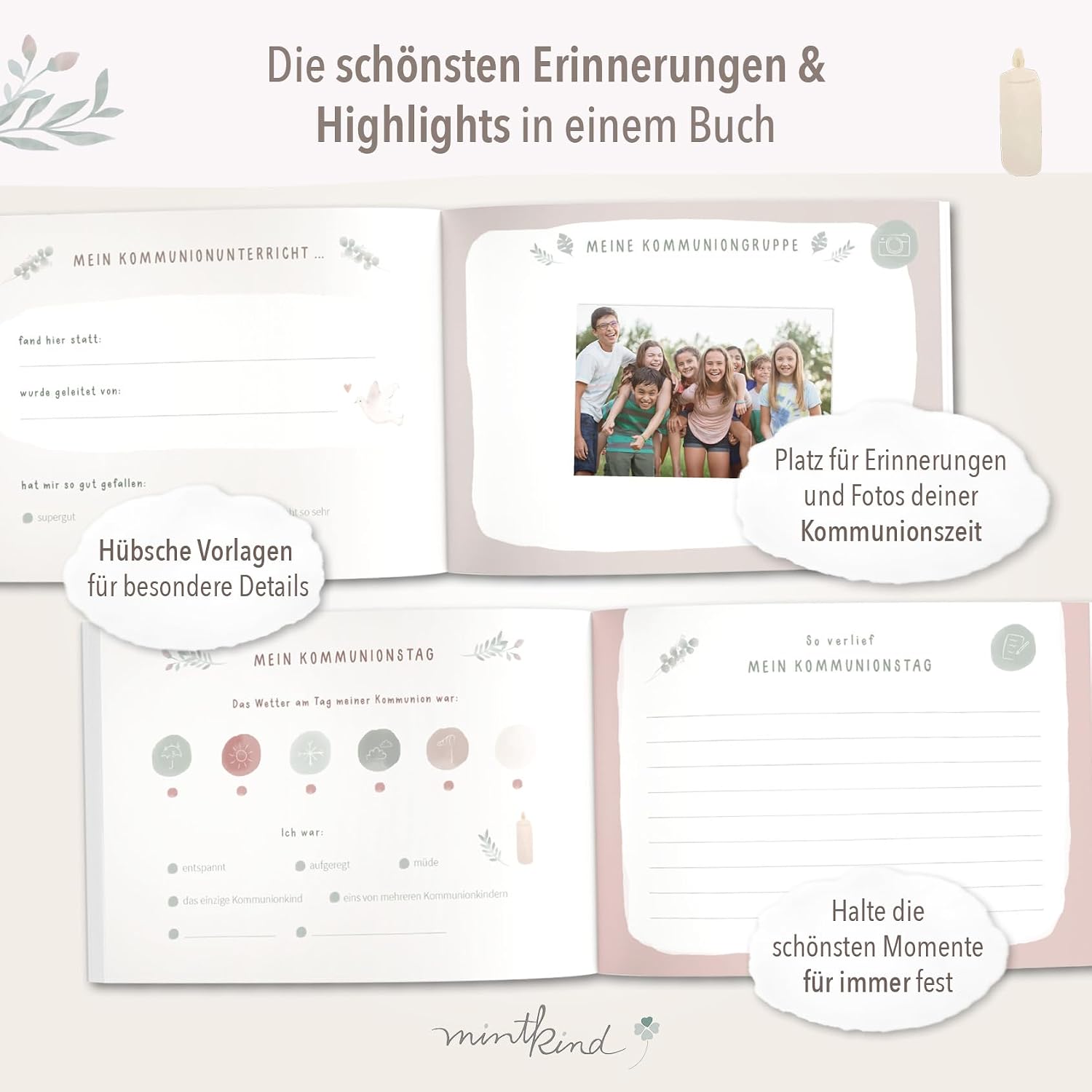 Thumbnail 2 de mintkind Erinnerungsalbum Kommunion Salbei