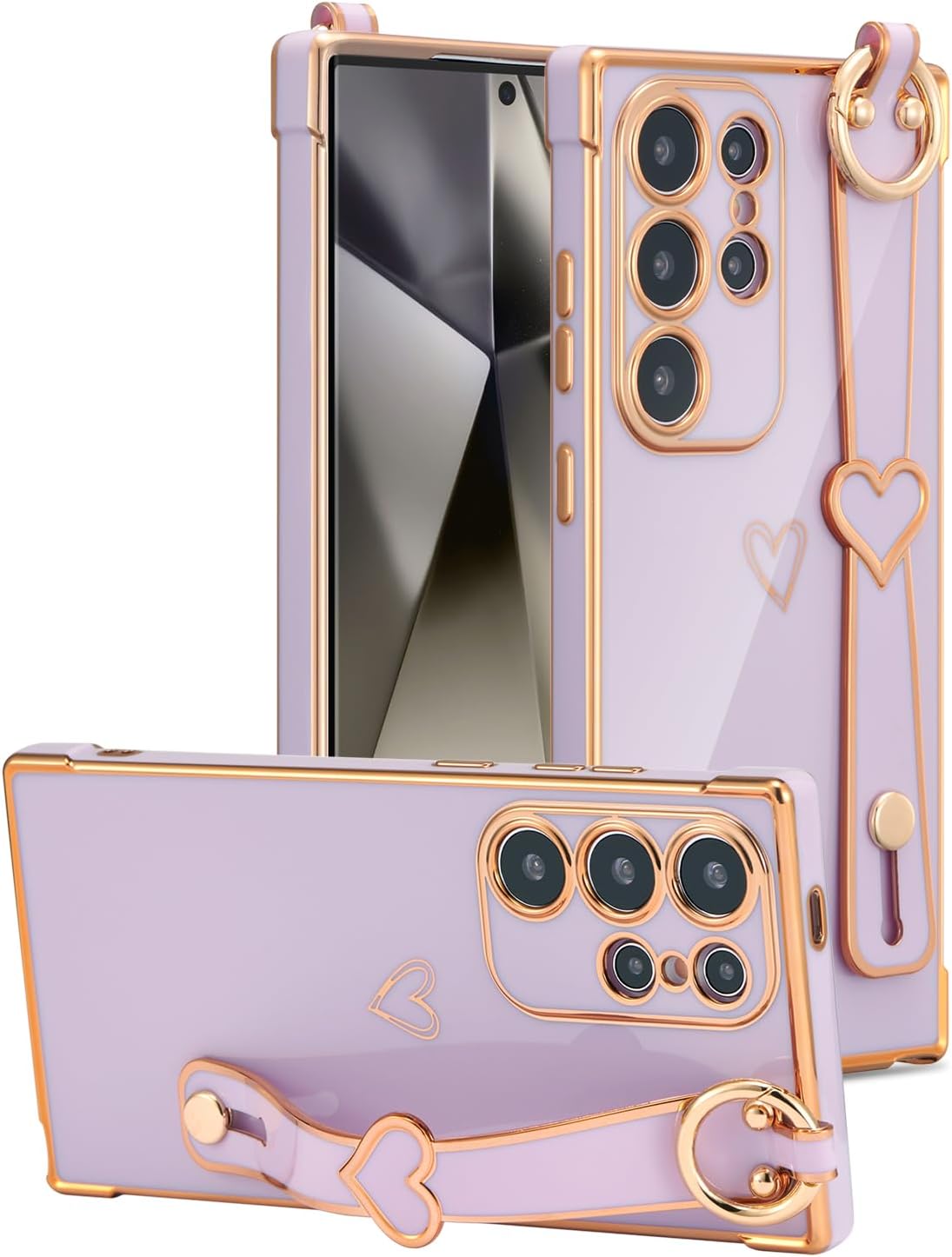 Thumbnail 2 de ZTOFERA Samsung Galaxy S24 FE 5G Case with Stand Strap – Hot Pink, Heart Pattern