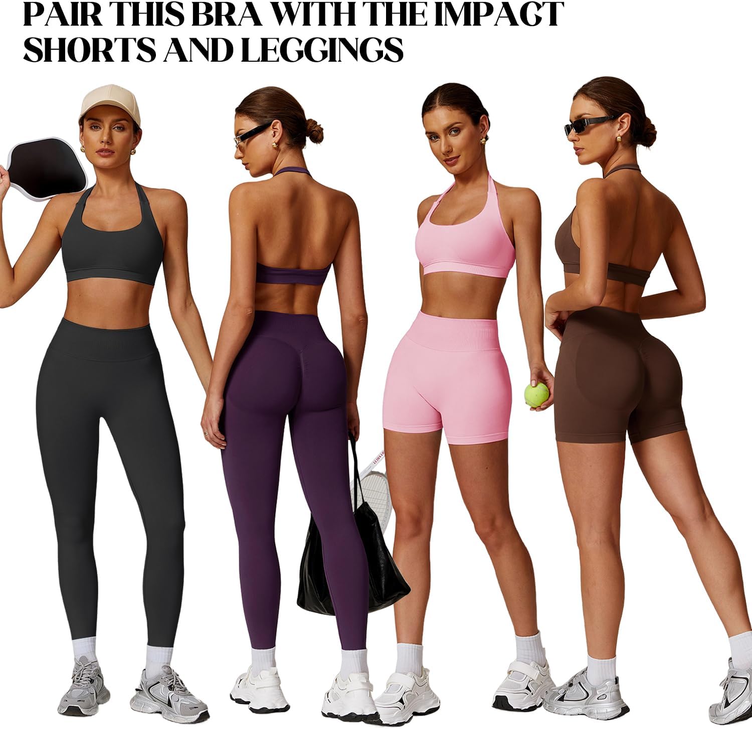 Thumbnail 3 de JN JANPRINT Halter-Neck Sports Bra with Padding and Open Back