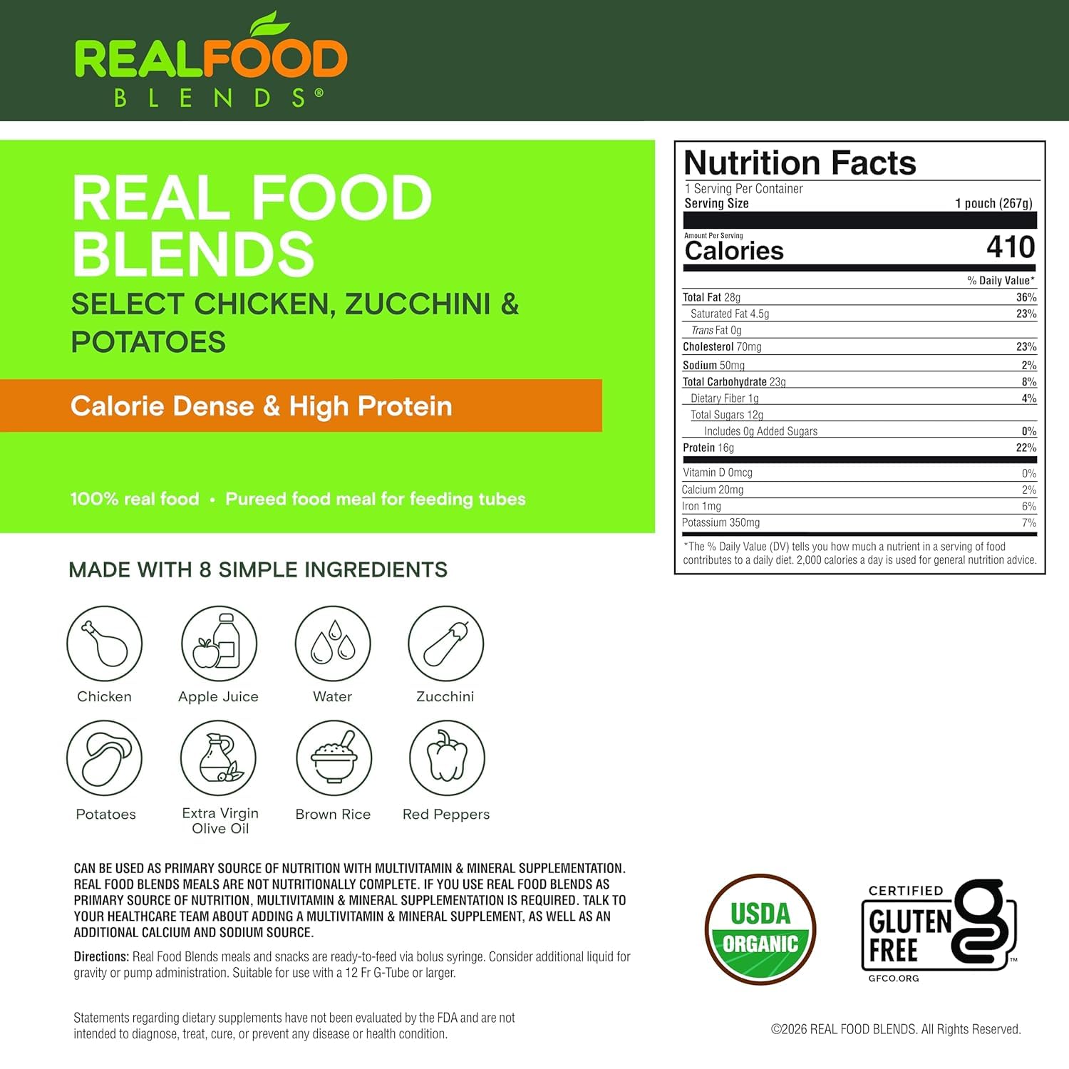 Detalle 2 de REAL FOOD BLENDS Select 202464 Turkey, Pears & Pumpkin Tube Feeding Meal, 12 Pack