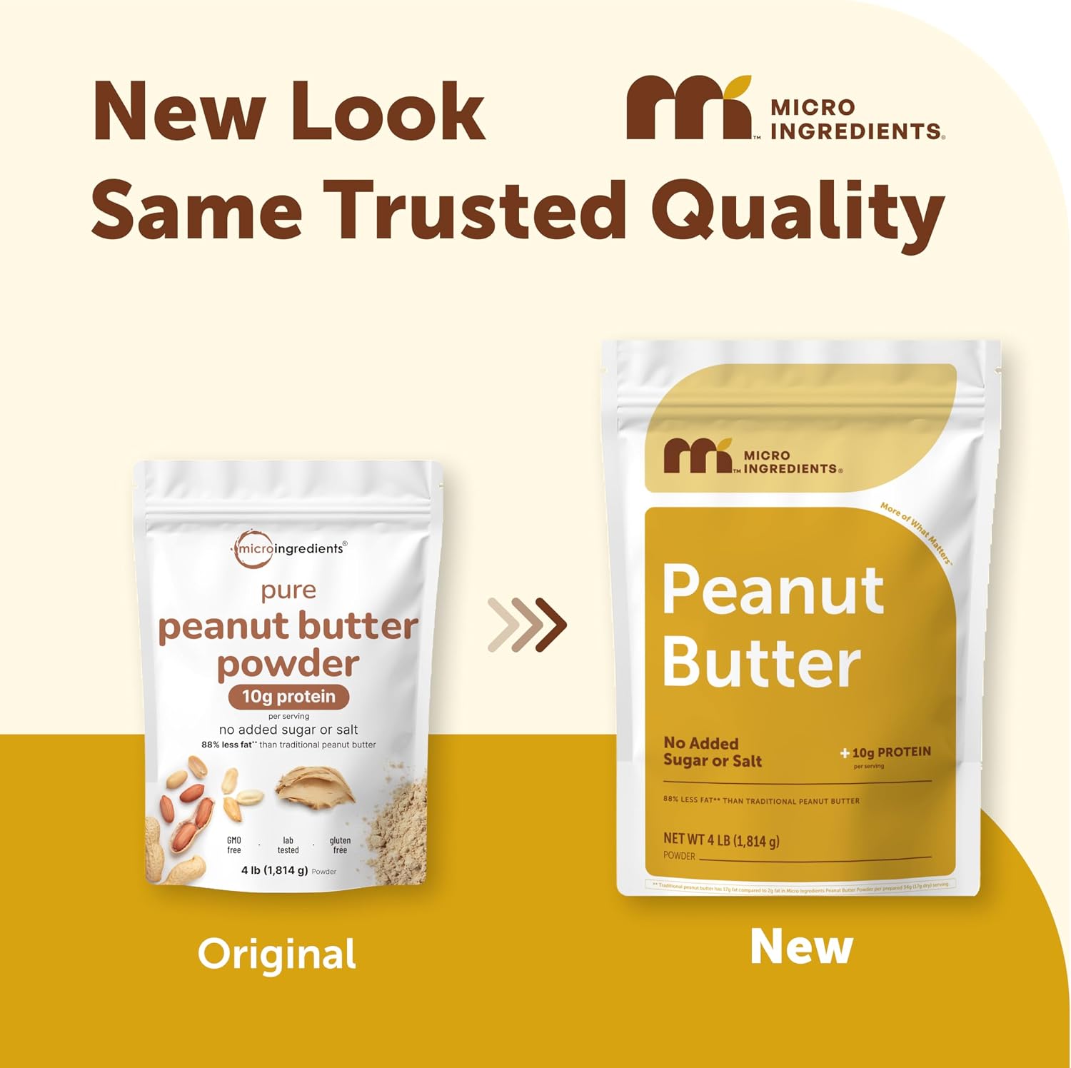 Detalle de Micro Ingredients Pure Peanut Butter Powder, 4 lb, 10g Plant-Based Protein