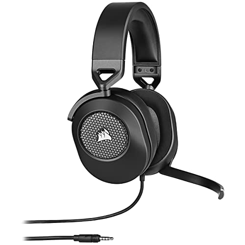 Detalle de Corsair HS65 SURROUND (Carbón) con Dolby Audio 7.1 y micrófono omnidireccional